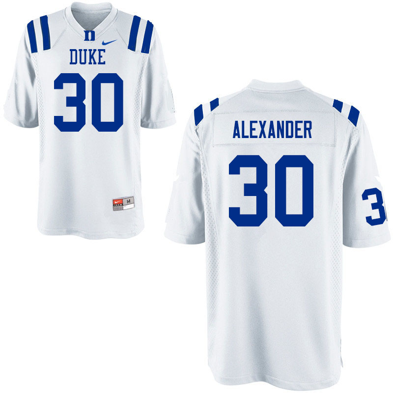 Men #30 Jalen Alexander Duke Blue Devils College Football Jerseys Sale-White